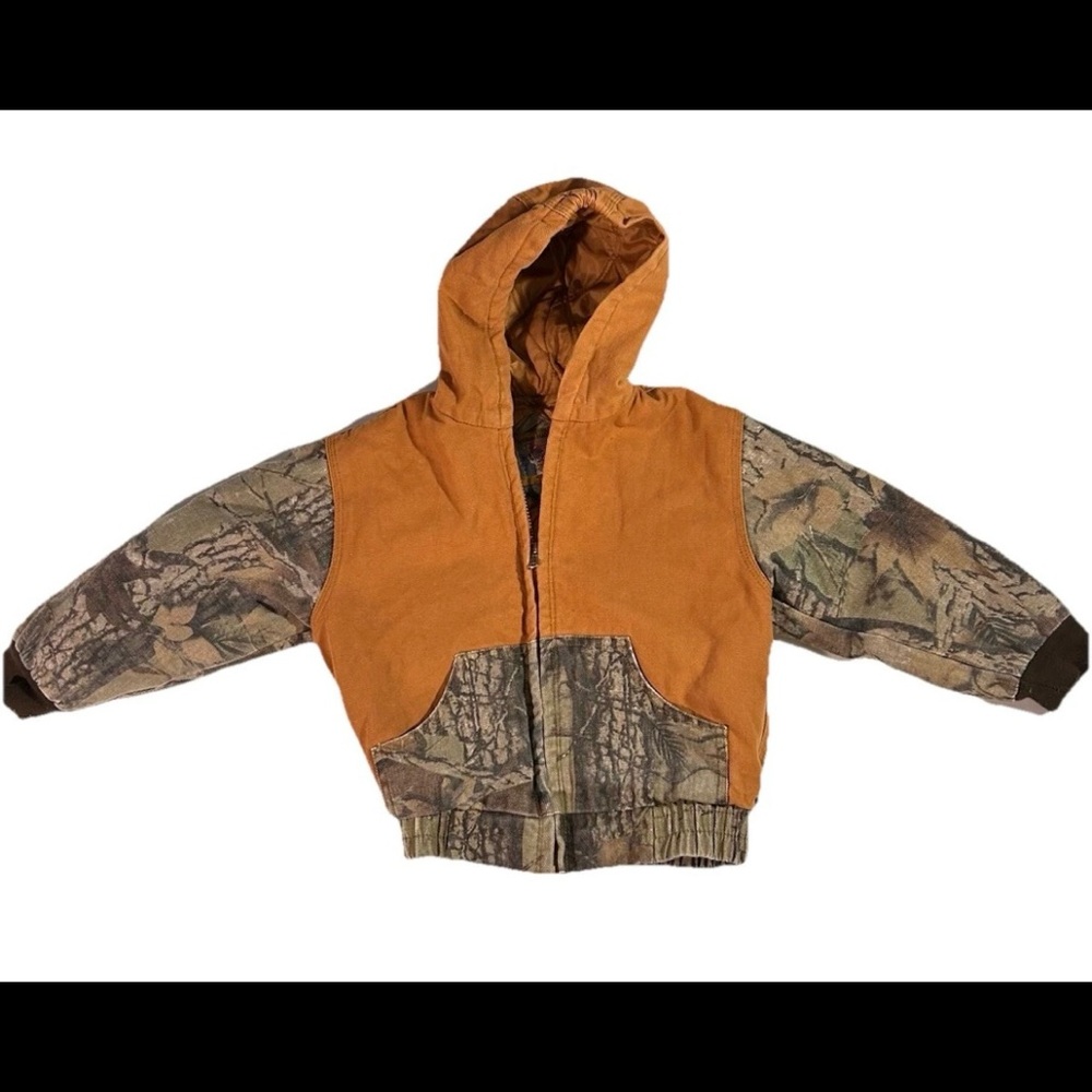 Outdoor Habitat Toddler Camo Canvas Insulated Full Zip Hooded Jacket sz 5T Tan